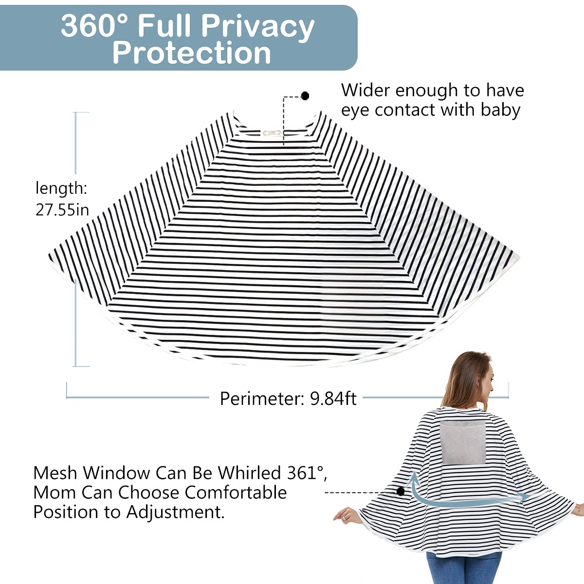 Multi-Use Baby Nursing Cover & Poncho - 360° Privacy for Breastfeeding, Stroller & Car Seat - Perfect Baby Shower Gift
