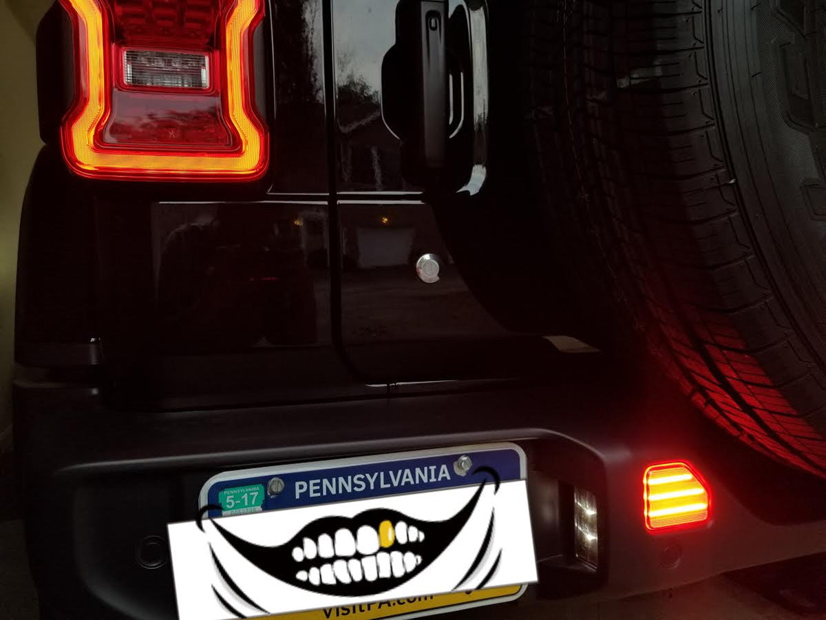 2018-2023 Jeep Wrangler JL Clear Lens LED Rear Bumper Reflector Lights - Bright LED Brake & Turn Signal Lights - Easy Installation Upgrade for Off-Road & Night Driving Safety
