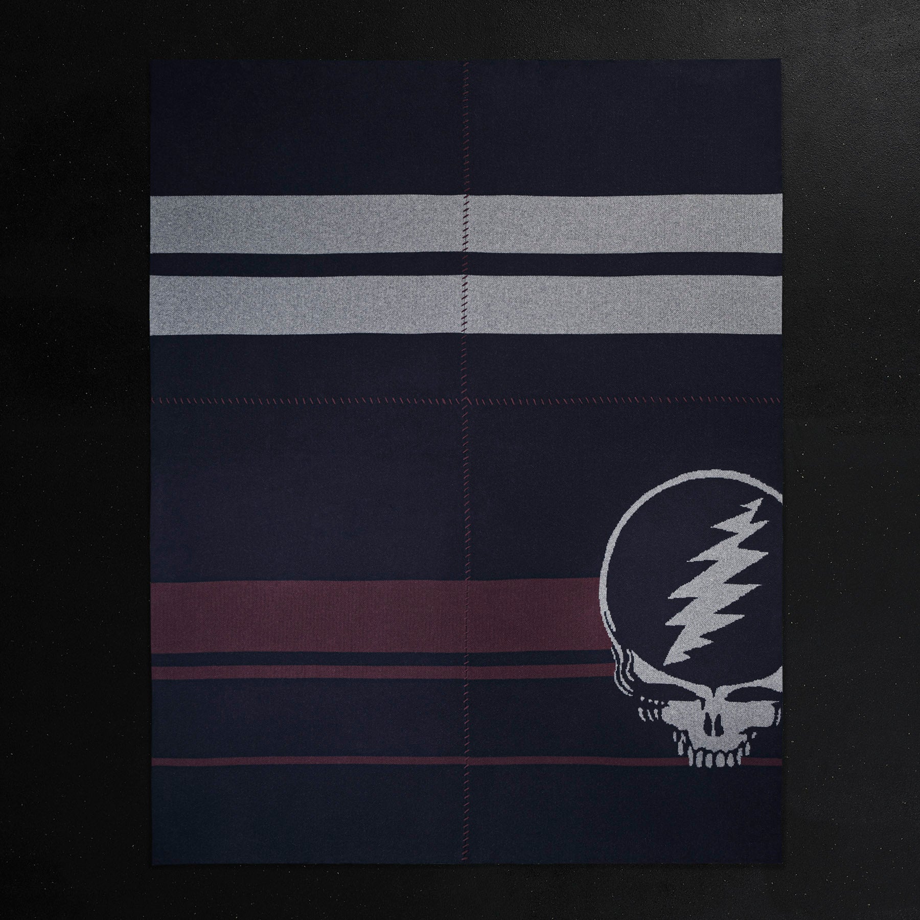 Grateful Dead Cashmere Blanket - Soft Luxury Throw in Navy, Smoke & Burgundy - Perfect for Home Decor, Gifts & Cozy Nights