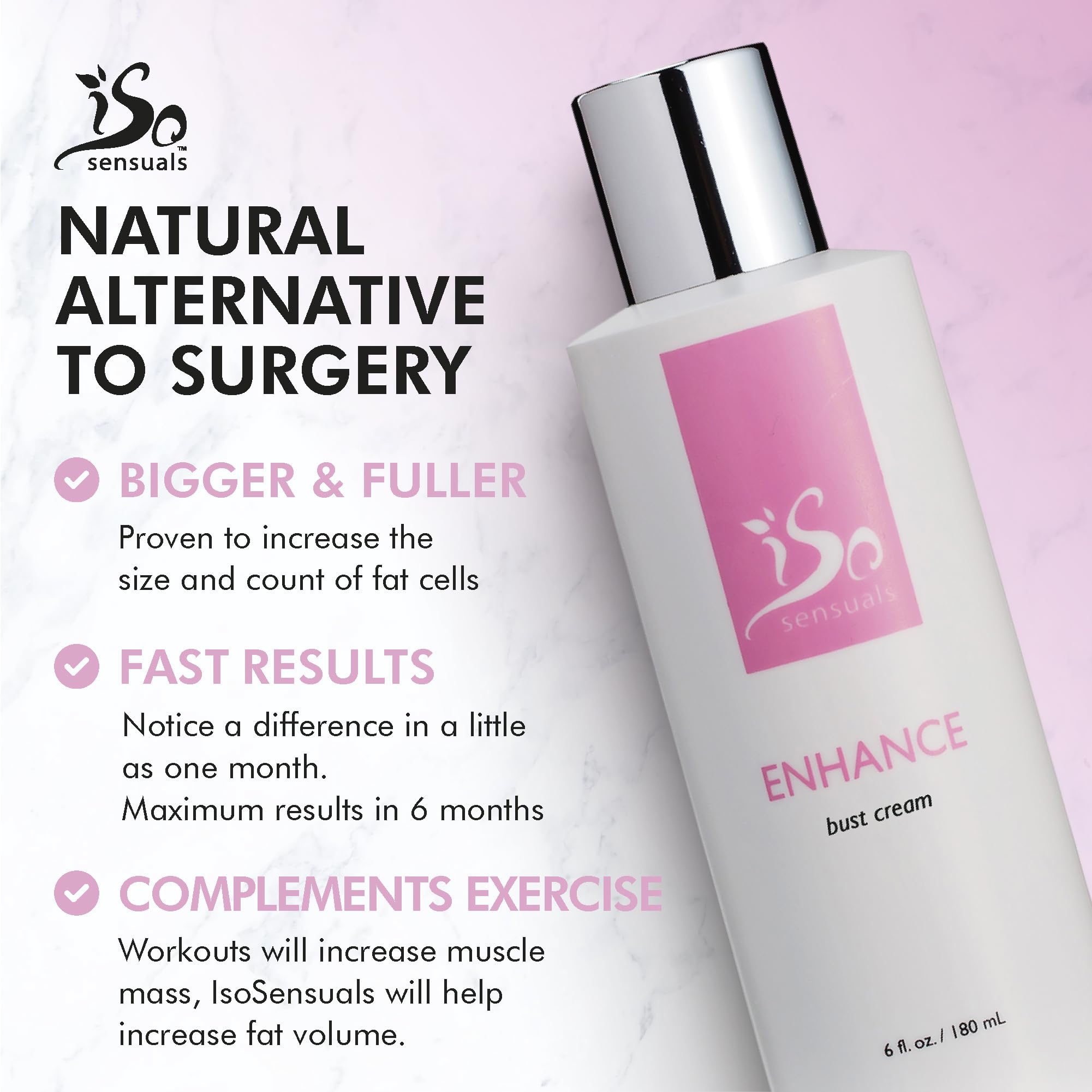 ENHANCE Breast Enlargement Cream - 6 Bottles Natural Enhancement for Fuller & Firmer Bust | Perfect for Daily Massage & Nighttime Care