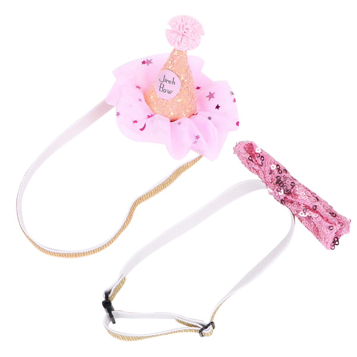 Pet Dog Birthday Hat & Bow Tie Set - Glittering Party Headdress for Halloween & Celebrations