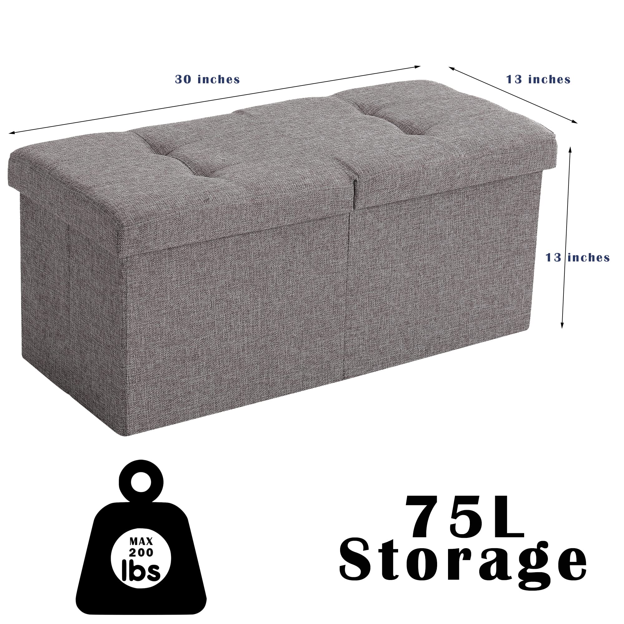 Cuyoca Foldable Storage Ottoman Bench - 30