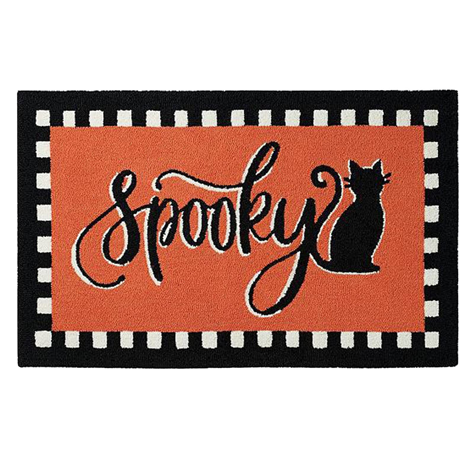 Halloween Welcome Doormat - Front Door Decor, Cozy Forest Green Fuzzy Blanket for Home - Perfect for Halloween Party, Seasonal Decor & Cozy Indoor/Outdoor Use