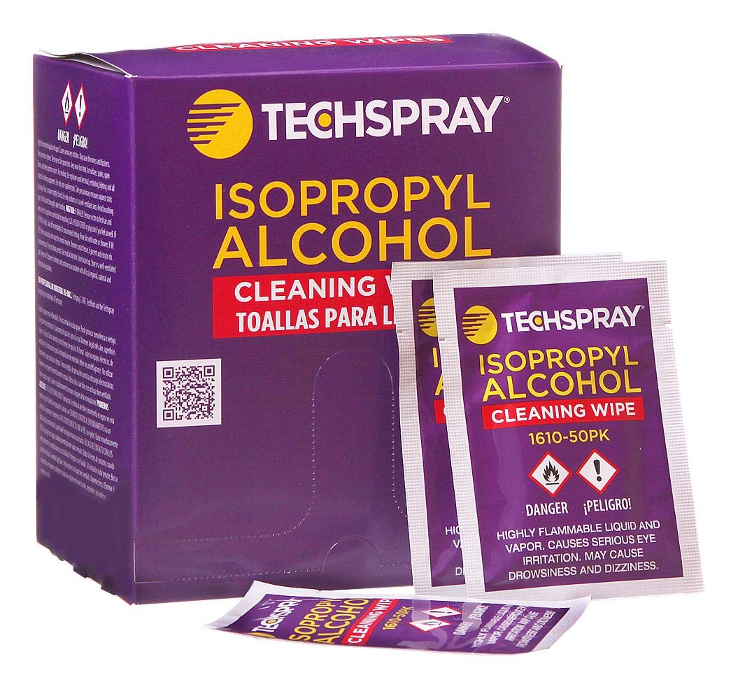 2 Pack - Techspray 1610-50PK 99.8% Isopropyl Alcohol (IPA) Pre-Saturated Wipes for Electronics Cleaning, Medical Disinfection & Surface Sanitizing
