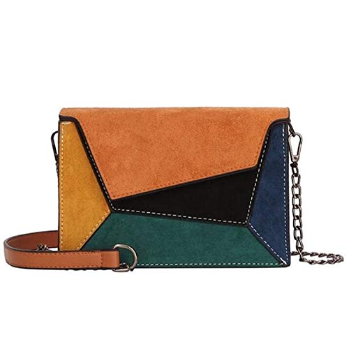 Retro Women's Crossbody Bag - Cobaka Yogodlns Vintage Patchwork Messenger Purse with Chain Strap, Small Flap Shoulder Bag for Daily Use (Yellow) - Perfect for Work, Travel & Casual Outings