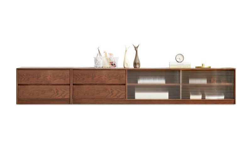 Solid Oak Wood TV Stand with Storage - Modern Entertainment Center for Living Room, Bedroom & Home Theater