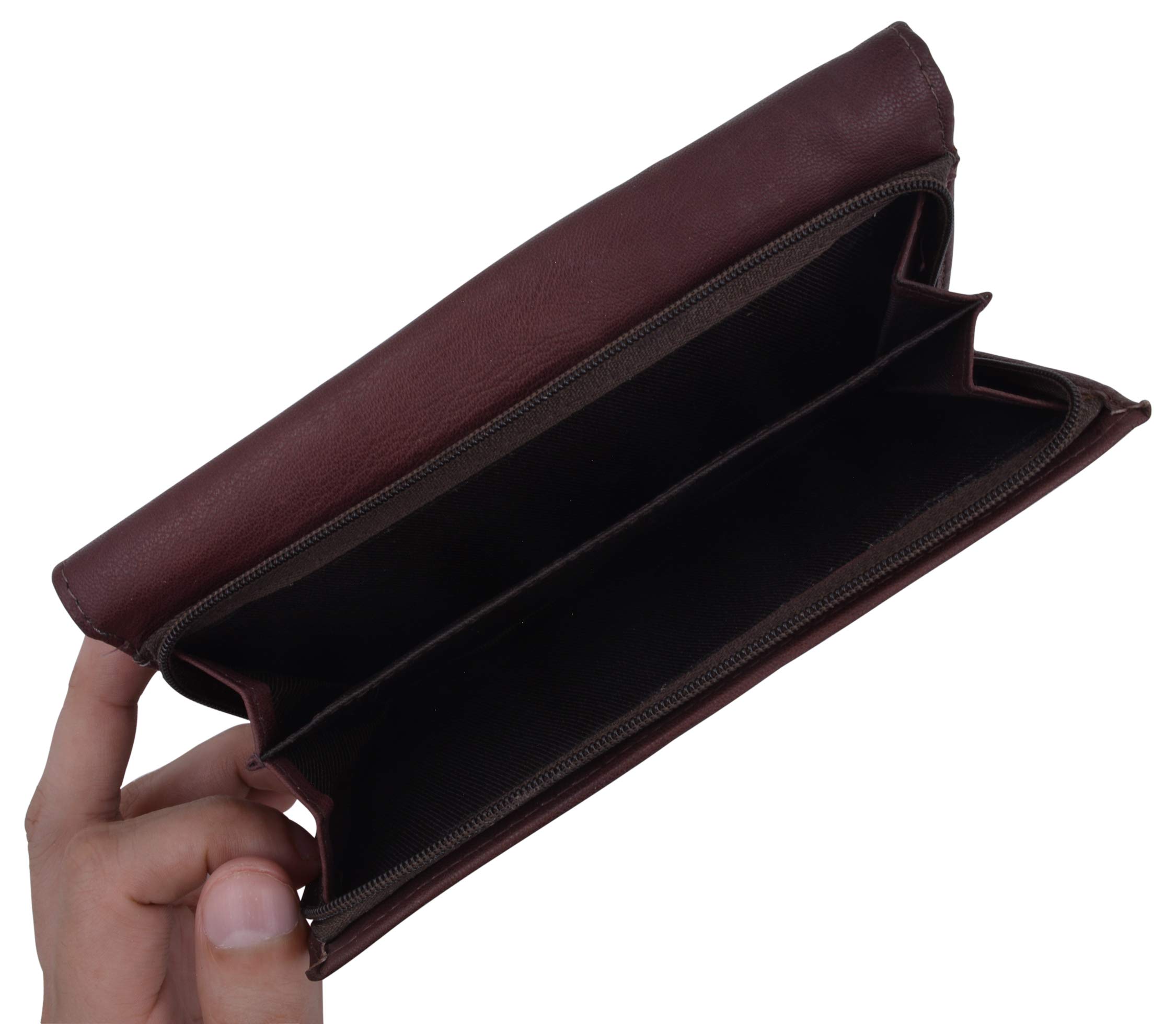 SWISS MARSHAL Genuine Leather Women's Large Clutch Checkbook Holder - Stylish Ladies Purse Wallet for Everyday Use, Business & Evening Events