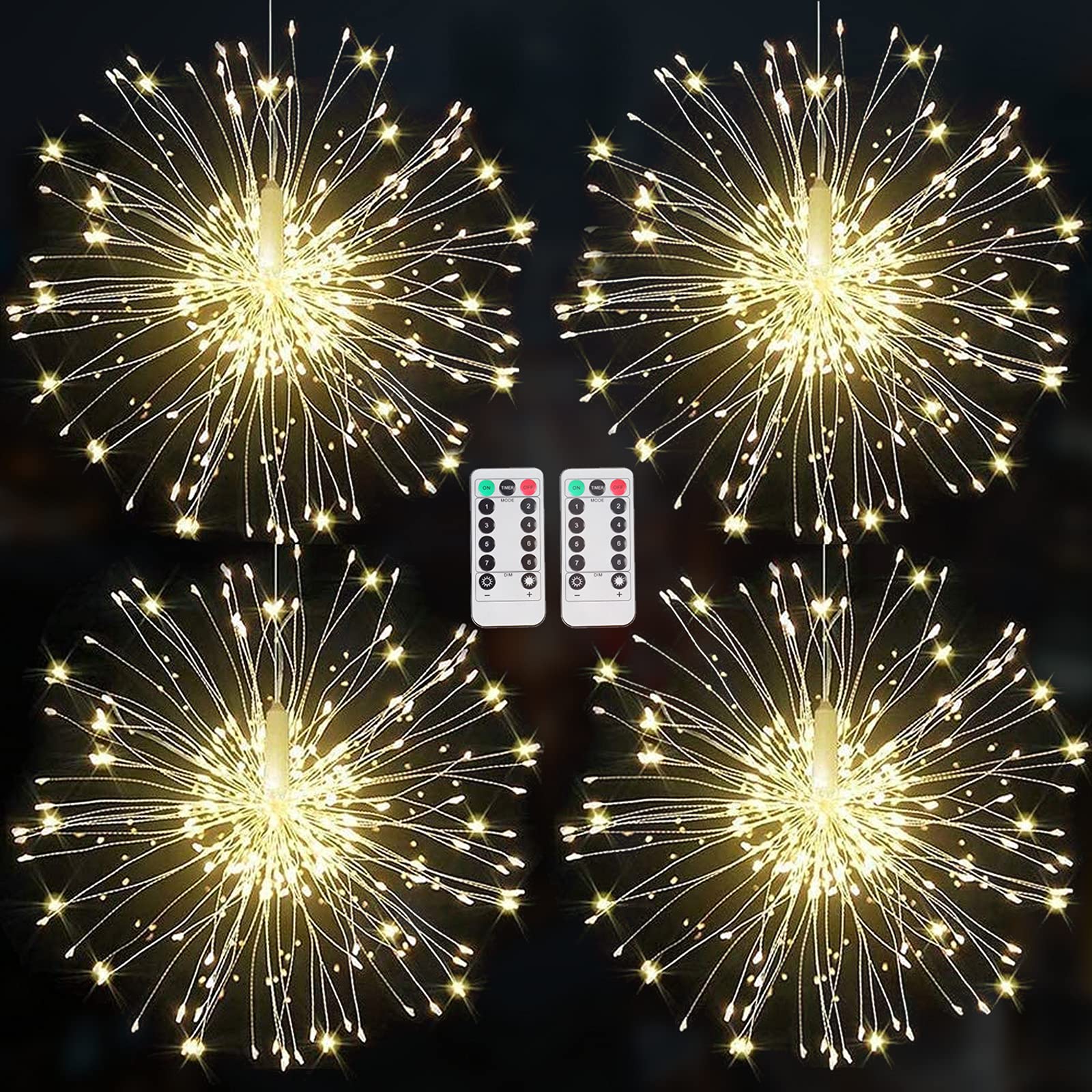 MIDDIA 4Pcs Firework Lights for Christmas Tree & Outdoor Decor - Party Garden Lighting