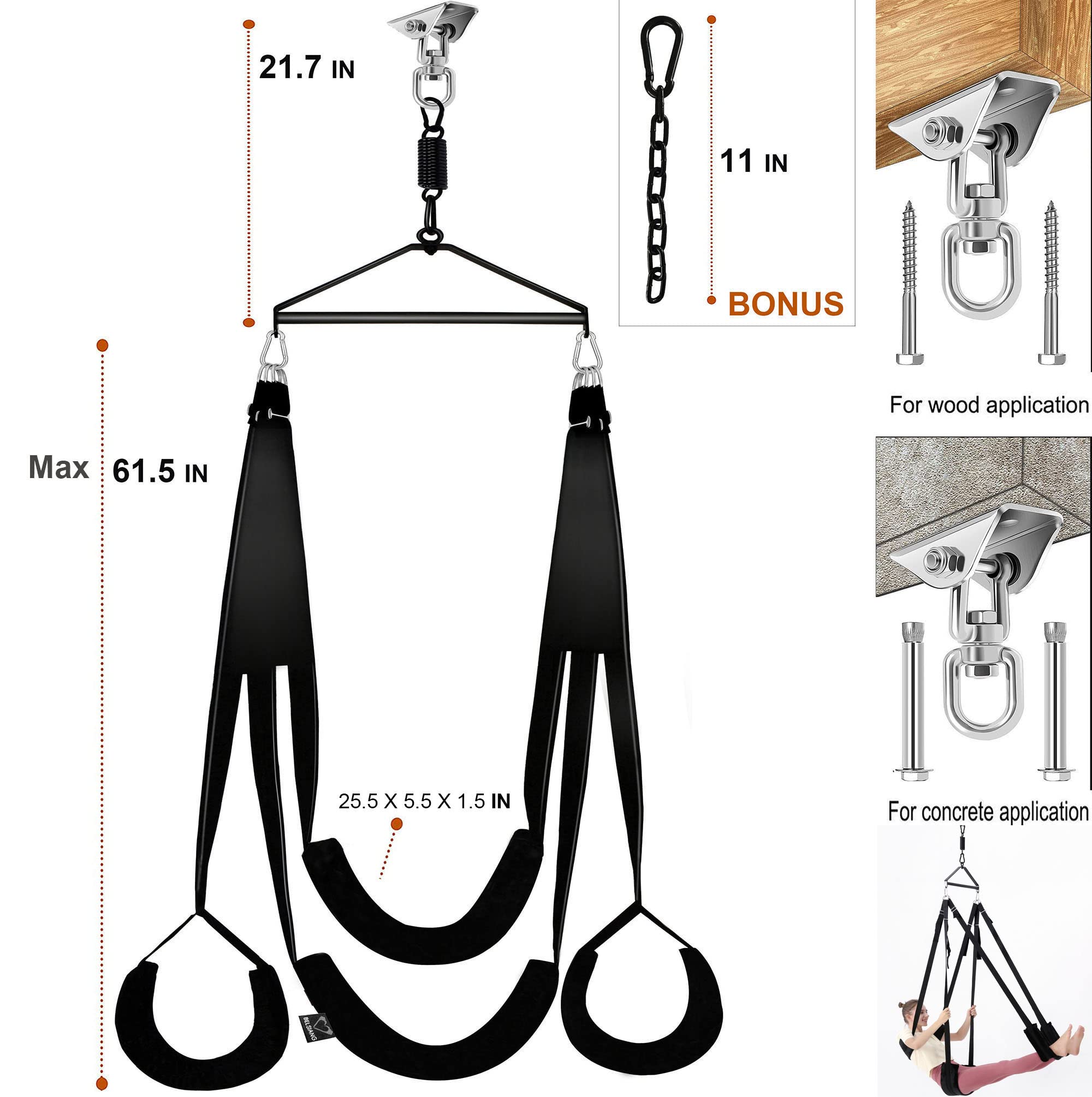Premium Adult Sex Swing for Couples - 360° Spinning Ceiling Swing with Stand - Widened Comfortable Sling for Ultimate Pleasure - Perfect for Bedroom, BDSM, and Sensual Play