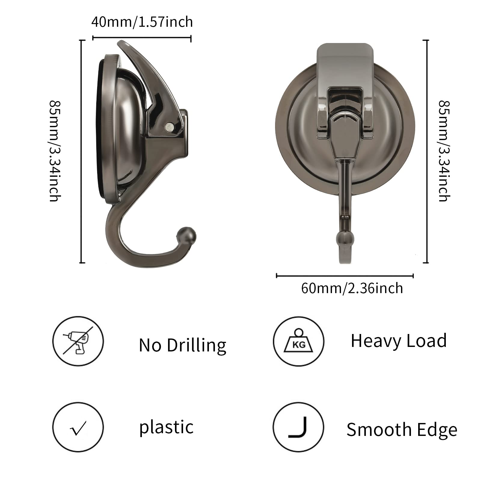 Premium Wreath Hanger for Windows - No Punching Gun-Black Plated with Super Suction - Holds Strong on Glass, Kitchen, Bathroom & Restroom - 4 Pack - Perfect for Holiday Decor, Home Organization & Seasonal Displays