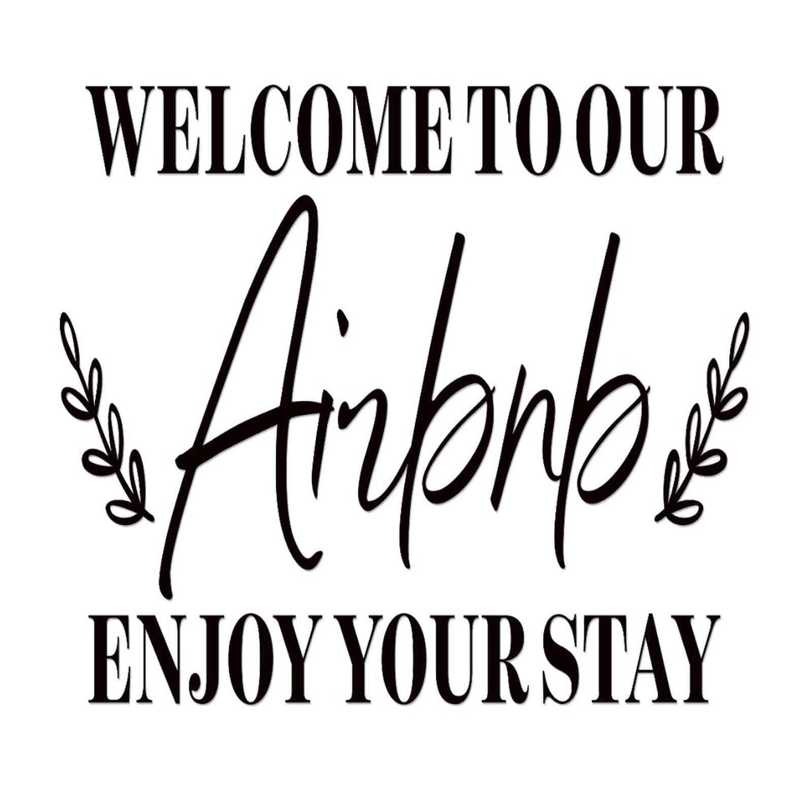 Inspirational Wall Decals & Motivational Quotes Vinyl Stickers - Welcome to Our Airbnb, Enjoy Your Stay - Perfect for Home Decor, Backdrops & Family Spaces