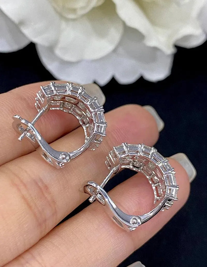 18K White Gold Diamond Earrings for Women - 5.53 Carat Natural Real Diamonds Luxury Wedding Jewelry Set - Perfect for Engagement Parties, Anniversary Gifts & Special Occasions