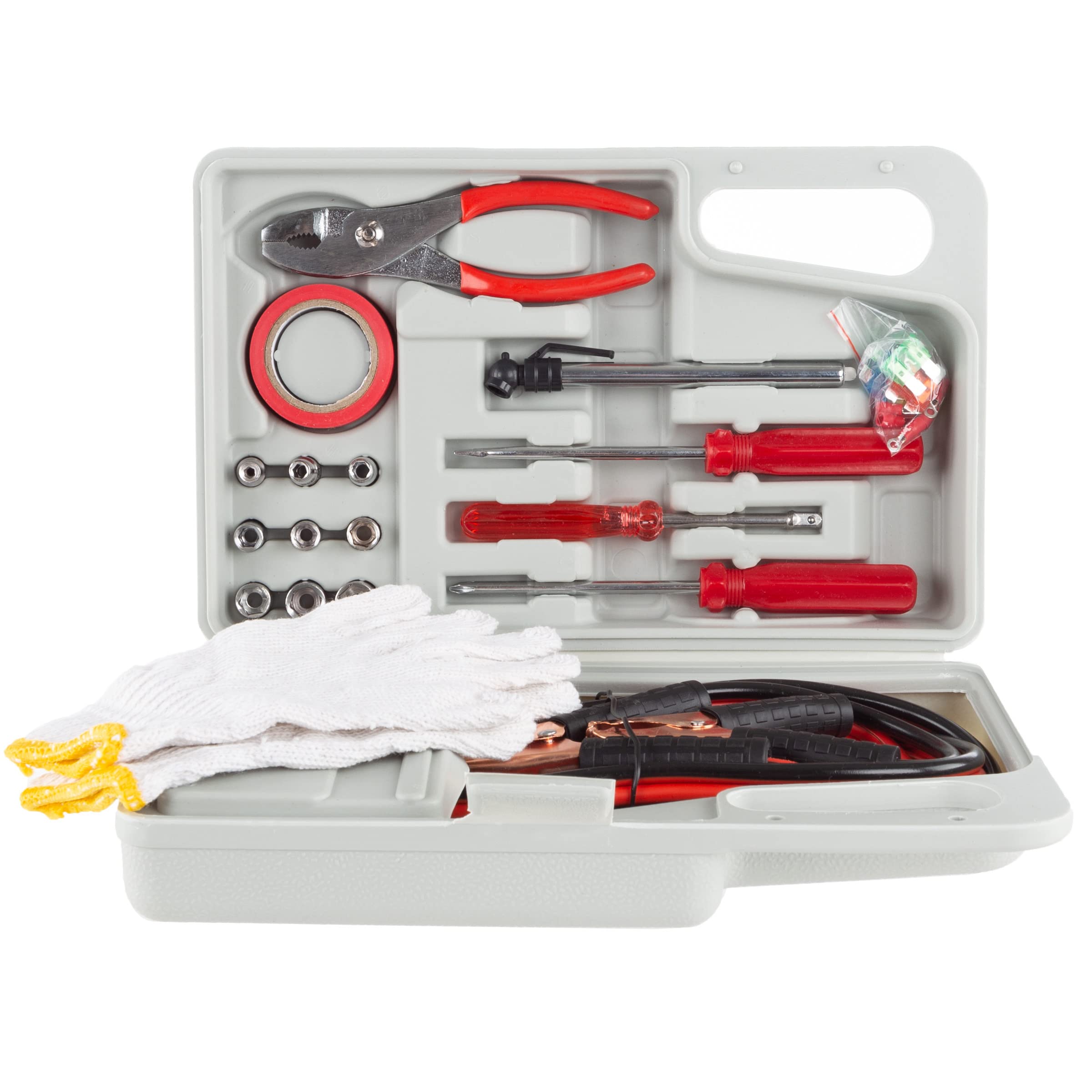 30-Piece Roadside Emergency Car Kit with Jumper Cables, First Aid Supplies & Carrying Case - Essential Road Trip Safety Tools for Cars, Trucks & RVs | Stalwart | Perfect for Long Drives, Camping & Winter Travel Preparedness