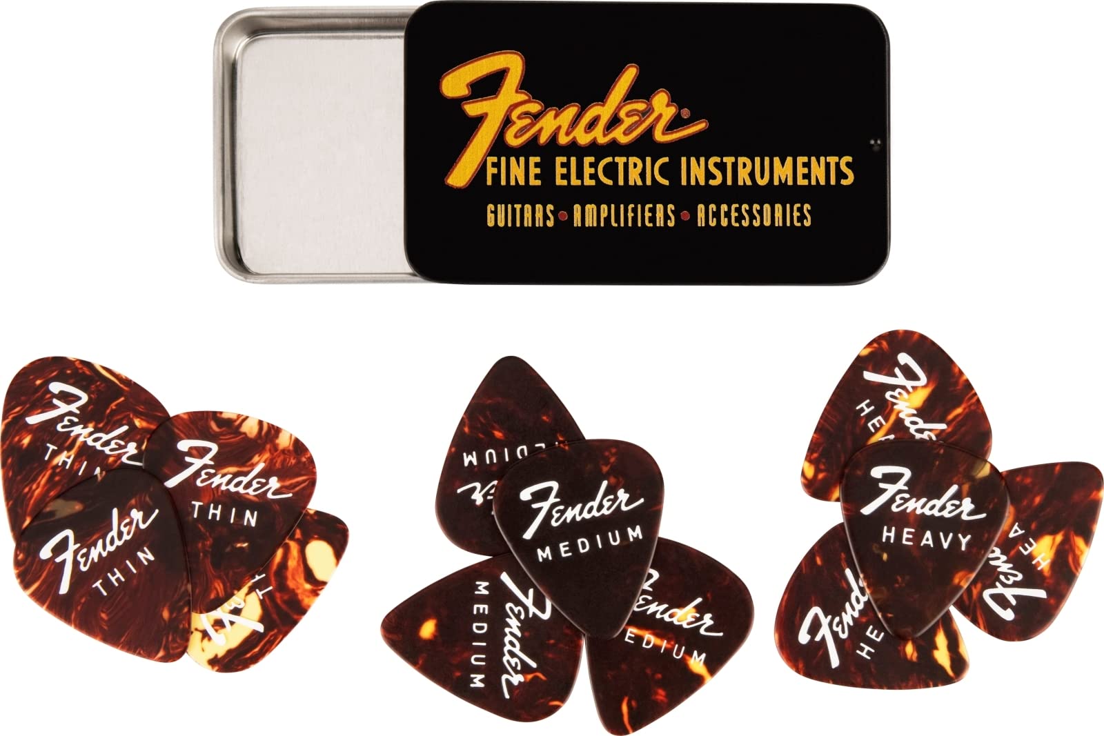 Fender Fine Electric Guitar Picks - 12 Pack, 0.71mm Medium Gauge, Celluloid Material for Smooth Playability (1980351010) | Perfect for Rock, Blues & Acoustic Performances