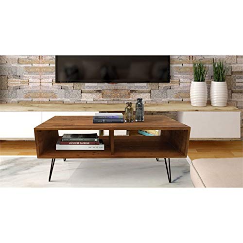 Pemberly Row Natural Wood Coffee Table - Rustic Modern Living Room Furniture for Small Spaces, Home Decor & Entertaining