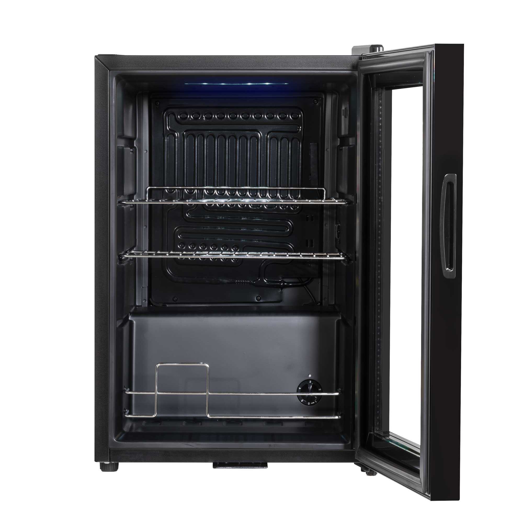 Baridi 60L Beer & Drinks Refrigerator with LED Light - Black Glass Door Mini Fridge for Home, Office, Bar & Party | Energy Efficient Beverage Cooler DH62