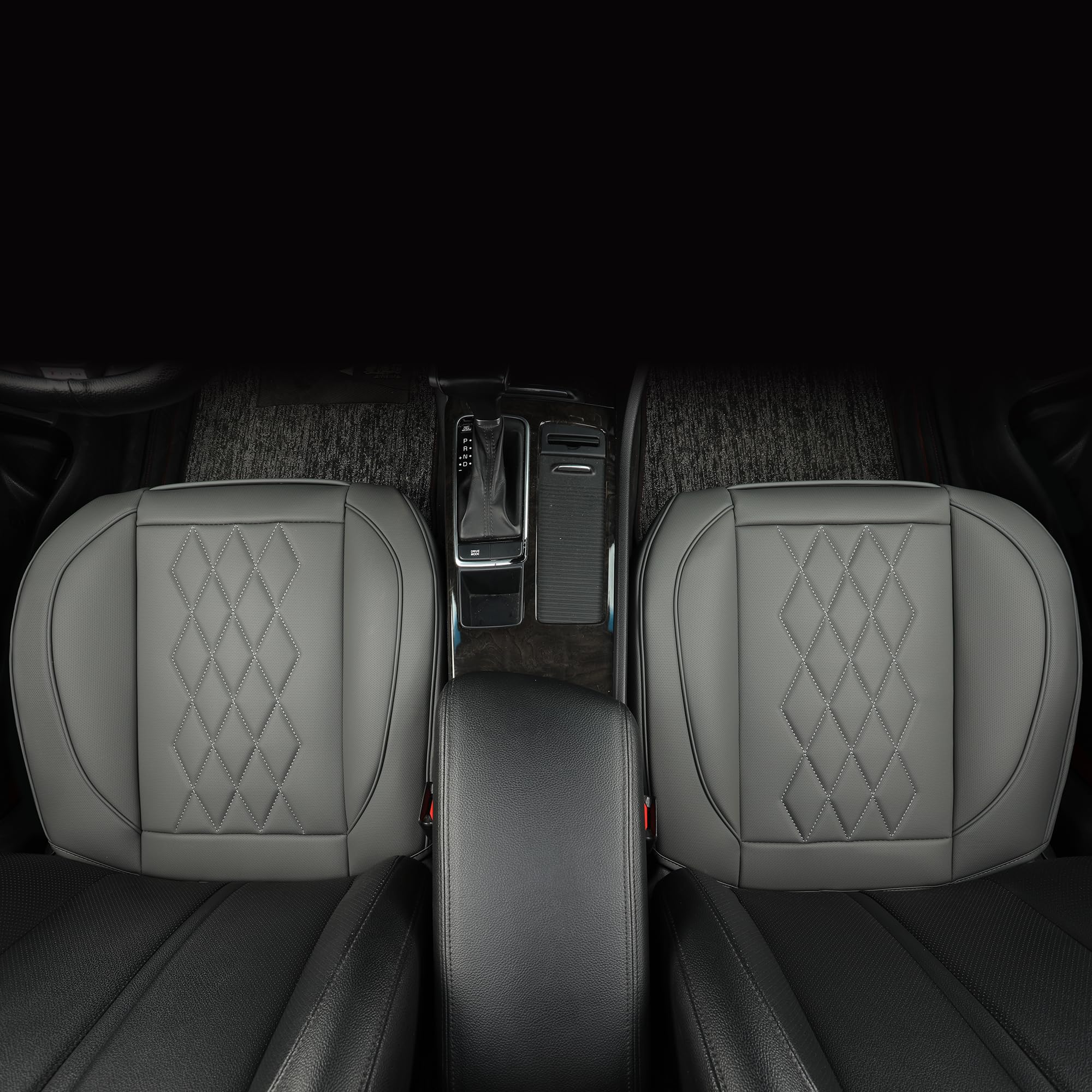 JOJOBAY 2-Pack Premium Leather Car Seat Covers - Padded & Anti-Slip Front Seat Protectors for 95% Vehicles (Grey) | Perfect for Daily Commute, Road Trips & Protecting Car Interiors