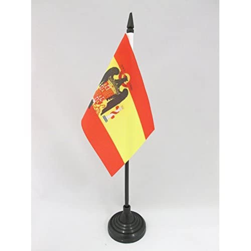 AZ FLAG Francoist Spain Flag 4x6 Inch Mini Desk Flag with Black Plastic Base - 15x10 cm Historical Spanish Table Flag for Collectors, History Enthusiasts & Office Decor