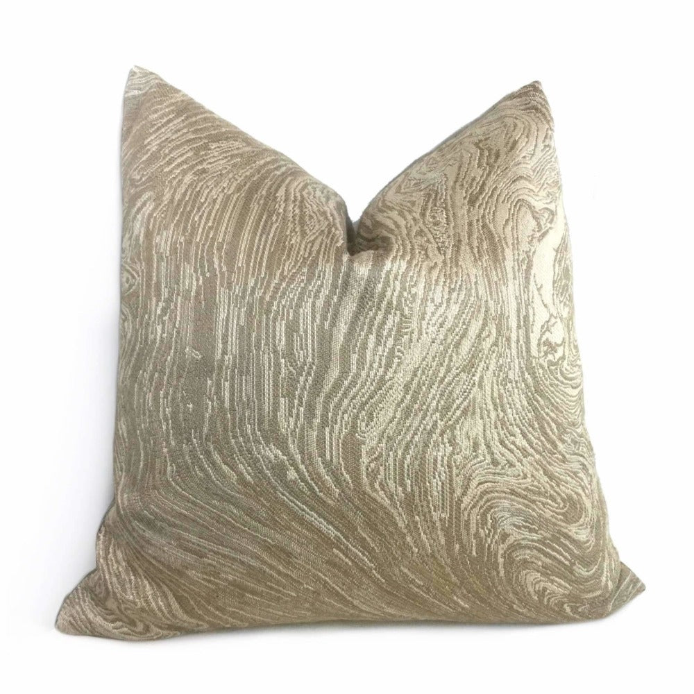 Kravet Beige Tan Agate Marble Geology Pattern Pillow Cover - Decorative Throw Pillow Case for Sofa, Bed, Couch & Home Decor - 18x18 Inches