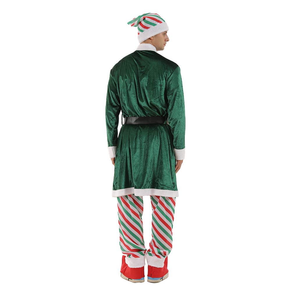 ReneeCho Men's Santa Candy Elf Christmas Costume - Long Coat for Holiday Parties, Festive Events & Christmas Photo Shoots