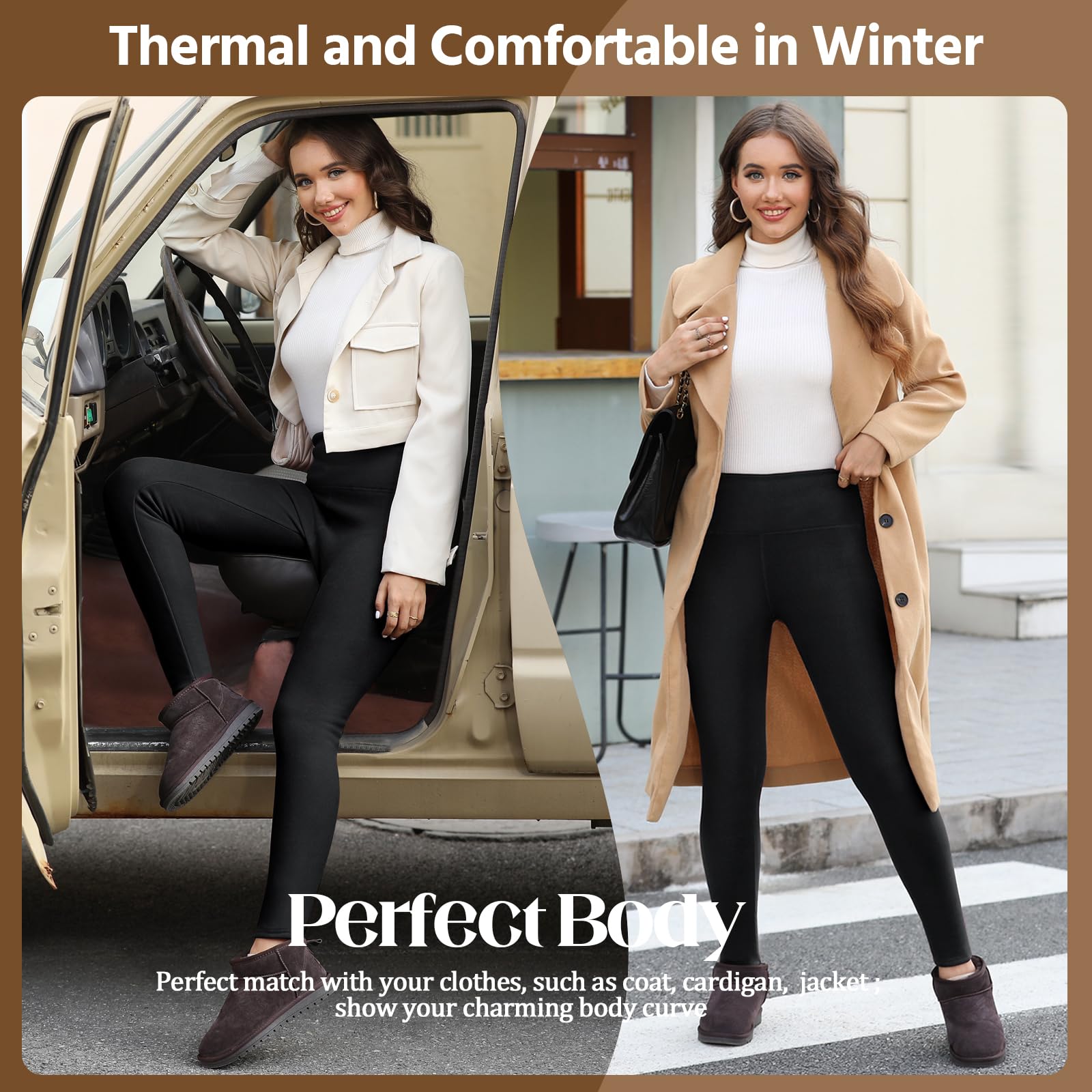 Voqeen Fleece Lined Leggings for Women - High Waisted Thick Winter Pants with Sherpa Lining, Soft Thermal Tummy Control Stretchy Warm Leggings - Perfect for Yoga, Running, Workout & Casual Outfits