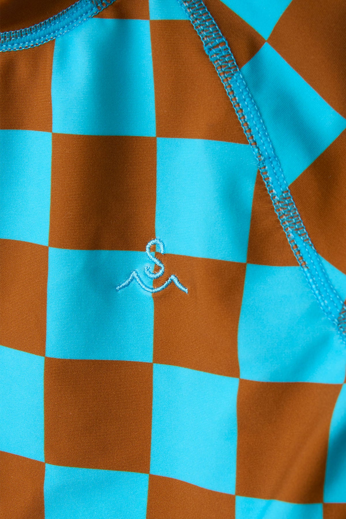 Kids Rashguard UV Protection Swim Shirt - Caribbean Check Print for Boys & Girls - Perfect for Swimming, Surfing, and Beach Activities