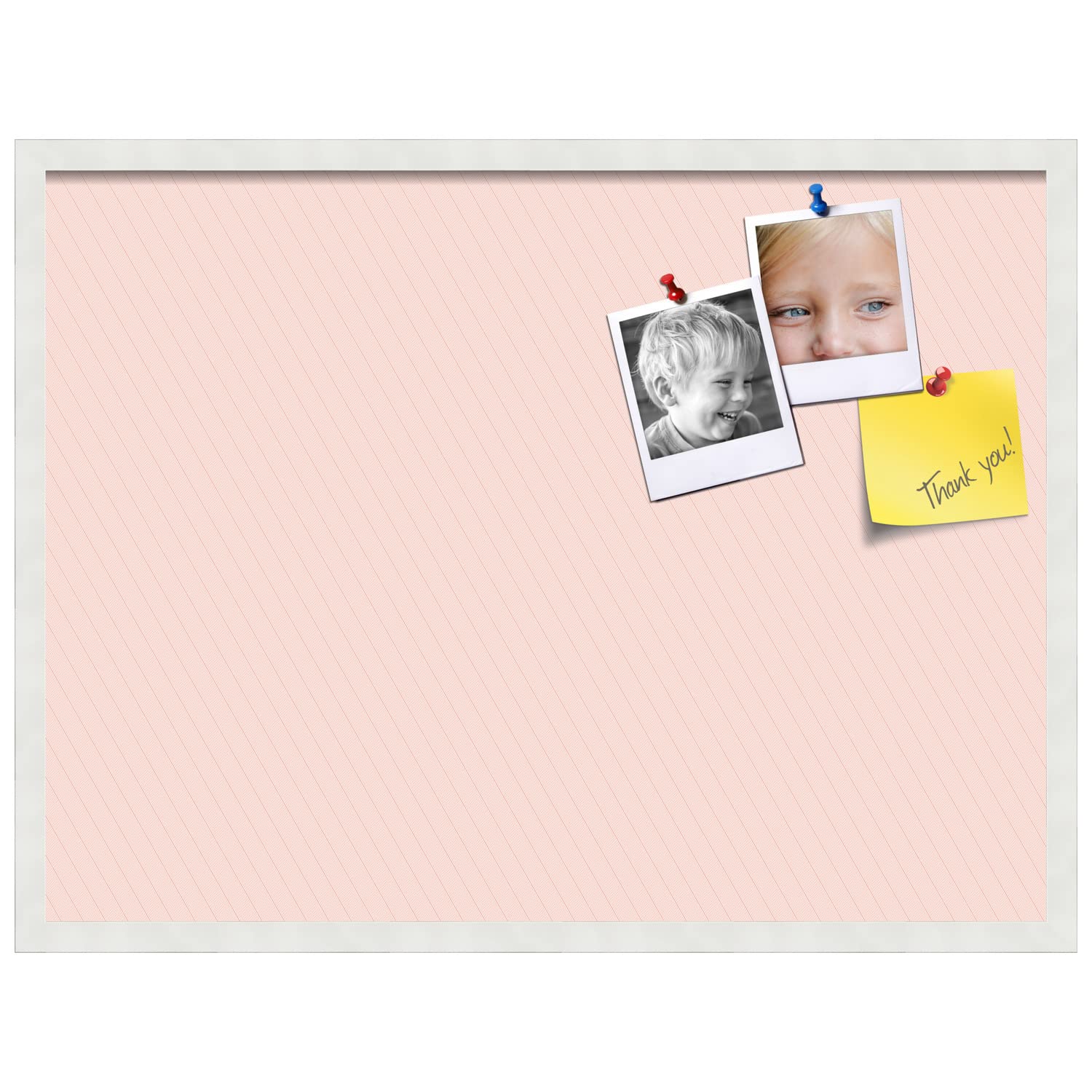 PinPix 32x24 Inch Premium Cork Bulletin Board - Stylish Grapefruit Stripes Design with Satin White Frame | Perfect for Home Office Decor, Classroom Organization & Dorm Room Essentials (PinPix-1670)