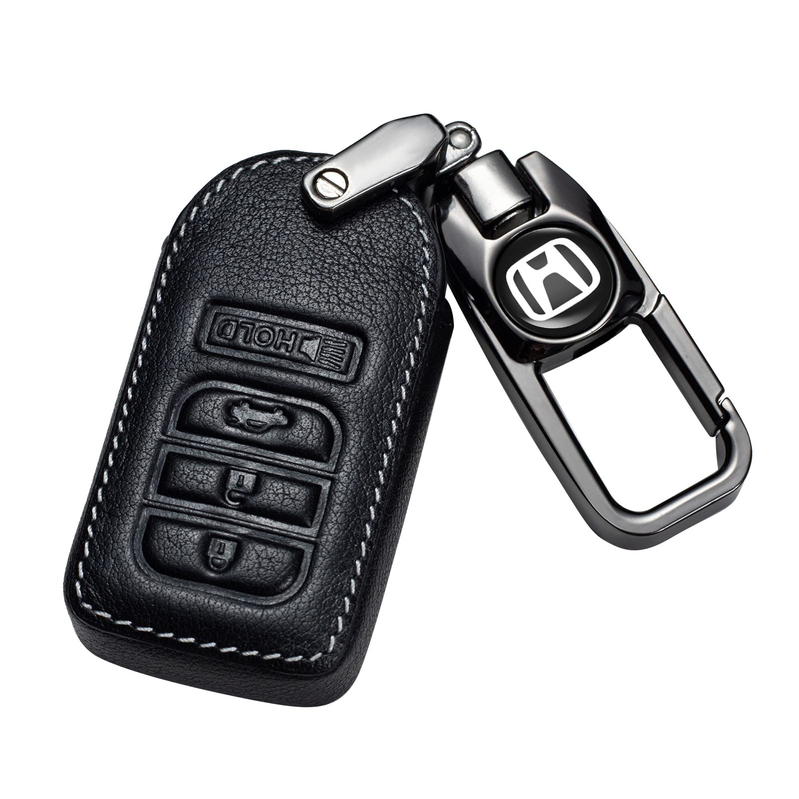 Premium Leather Key Fob Cover Case for Honda Accord Civic CR-V Pilot Odyssey 2013-2019 Models - Durable Smart Key Protector with Perfect Fit - Ideal for Daily Use, Travel & Car Protection Accessories