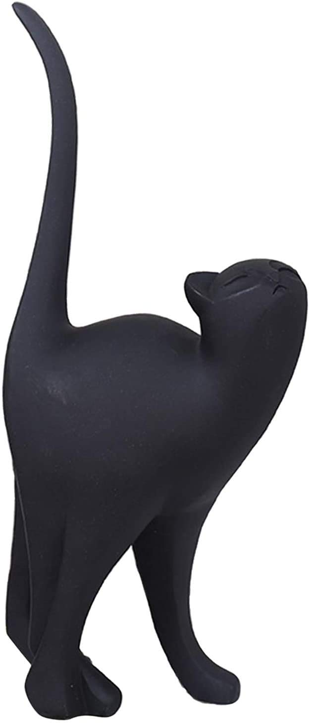 3D Black Cat Figurine Sculpture - Elegant Tail Up Cat Ornament for Home, Hotel, Bookshelf, Car, Cake & Shop Window Decor - Perfect for Gifts, Parties & Themed Events