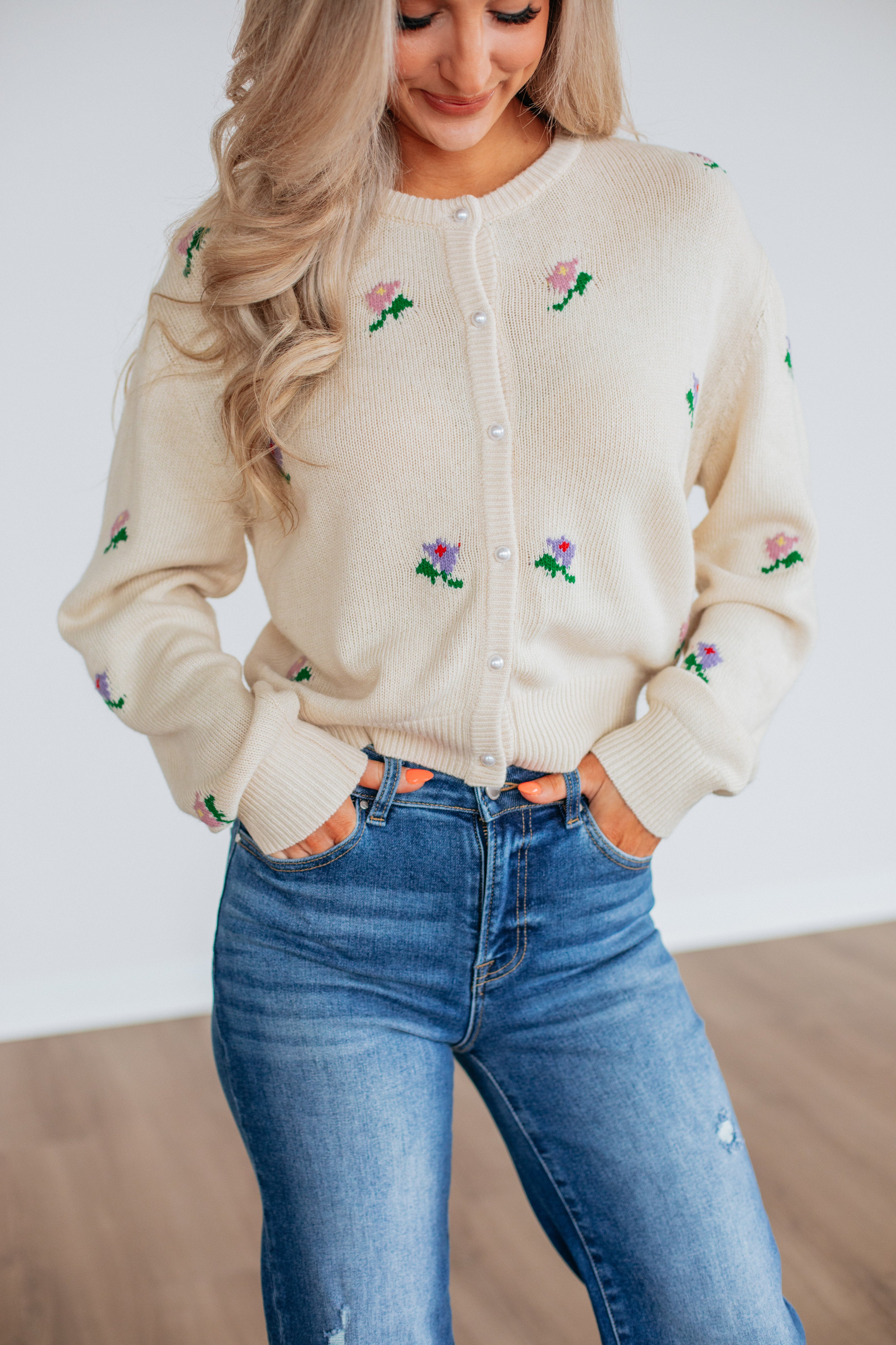 Betty Floral Cardigan for Women - Lightweight Knit Open Front Sweater - Spring & Fall Layering Piece for Casual Outfits or Office Wear