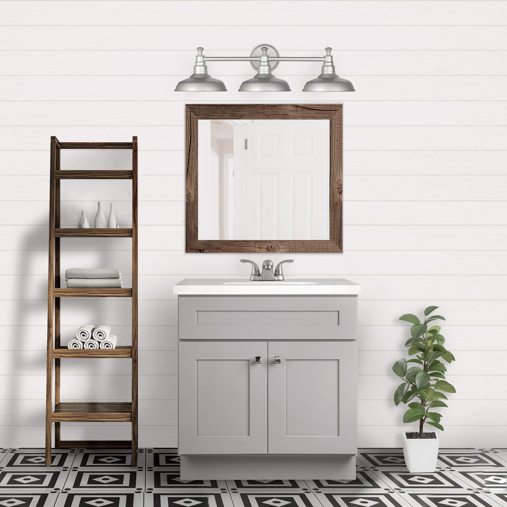 Design House Brookings 30-Inch Solid Wood Bathroom Vanity with Single Sink - Ready to Assemble in Sherwin Williams® Gray (587089) - Perfect for Modern Bathrooms, Small Spaces & Home Renovations