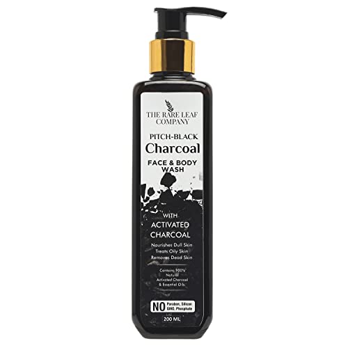 Activated Charcoal Face & Body Wash - Deep Cleansing Shower Gel with Germ Protection | Paraben-Free, Silicone-Free, GMO-Free Formula (200ml) | Perfect for Acne-Prone Skin & Post-Workout Detox