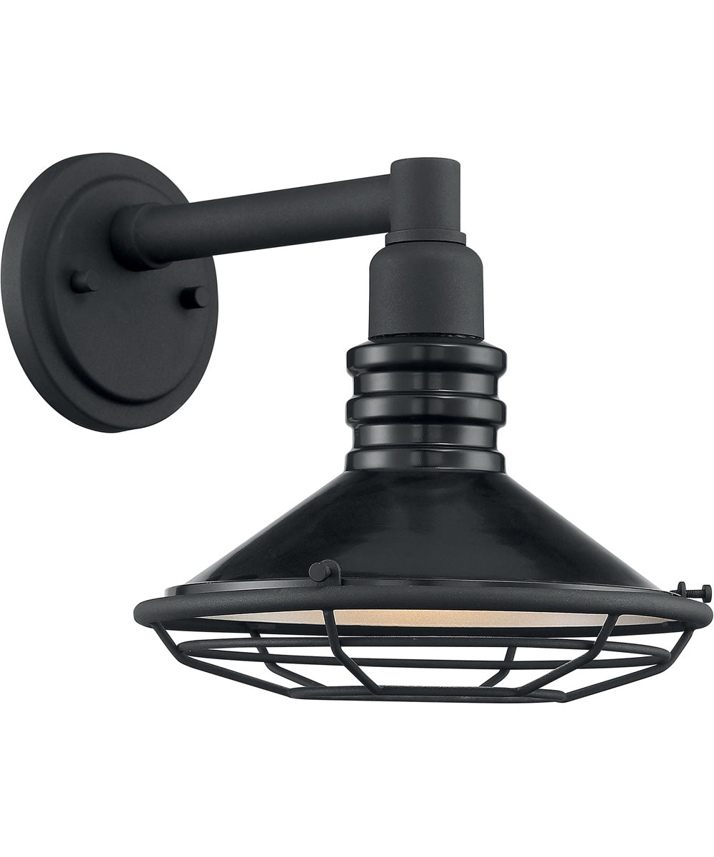 10H Blue Harbor 1 Light Outdoor Wall Sconce - Gloss Black & Silver Finish - Weatherproof Exterior Lighting for Patio, Porch, and Garden Decor