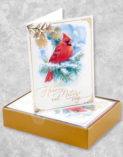 Heavenly Cardinal Christmas Cards - Box of 15 Elegant Holiday Greeting Cards for Family & Friends | Perfect for Holiday Mailings, Office Exchanges & Festive Decor