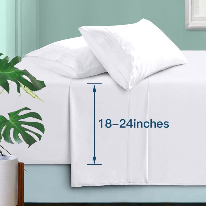 Manyshofu Extra Deep Pocket King Size Sheets - 1800 Thread Count Luxury Hotel Bedding Set with Pillowcases - Soft Microfiber for Mattresses up to 24
