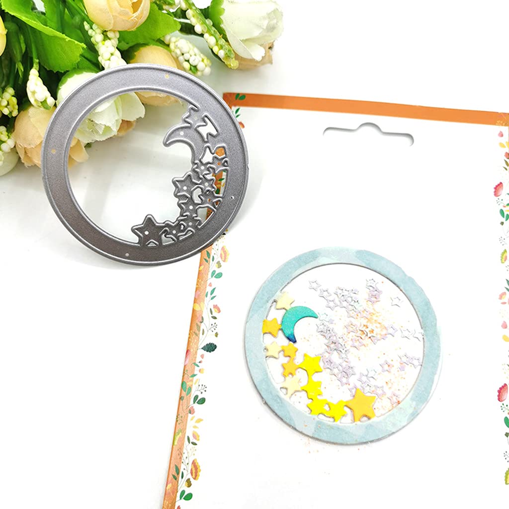 Moon Star Circle Metal Die Cuts for Card Making - Scrapbooking Embossing Dies, DIY Album Paper Craft Decorations - Perfect for Greeting Cards, Invitations & Home Decor Projects