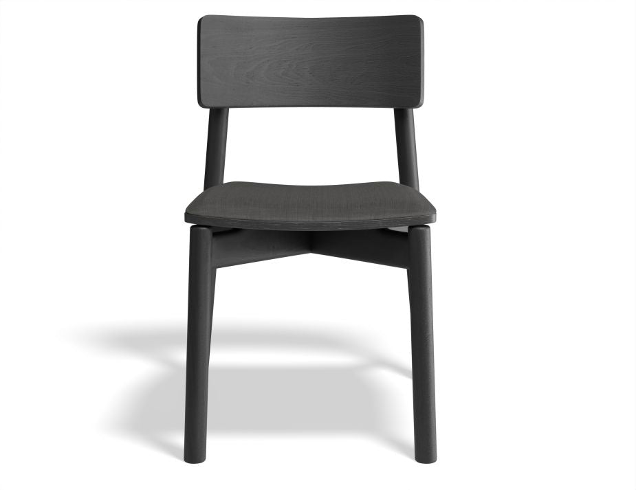 Andi Cafe Chair with Fabric Seat Pad - Black Ash Wooden Dining Chair for Restaurants, Cafes, and Home Kitchen | Comfortable & Stylish Seating Solution