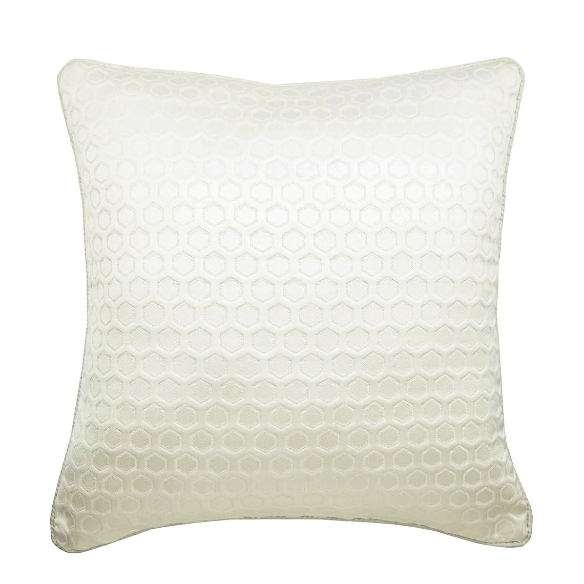 Premium Faux Leather Euro Pillow Shams 26x26 Inch (65x65 cm) - White Beehive Hexagon Pattern Textured Pillowcases for Modern Home Decor, Bedroom & Living Room Accent