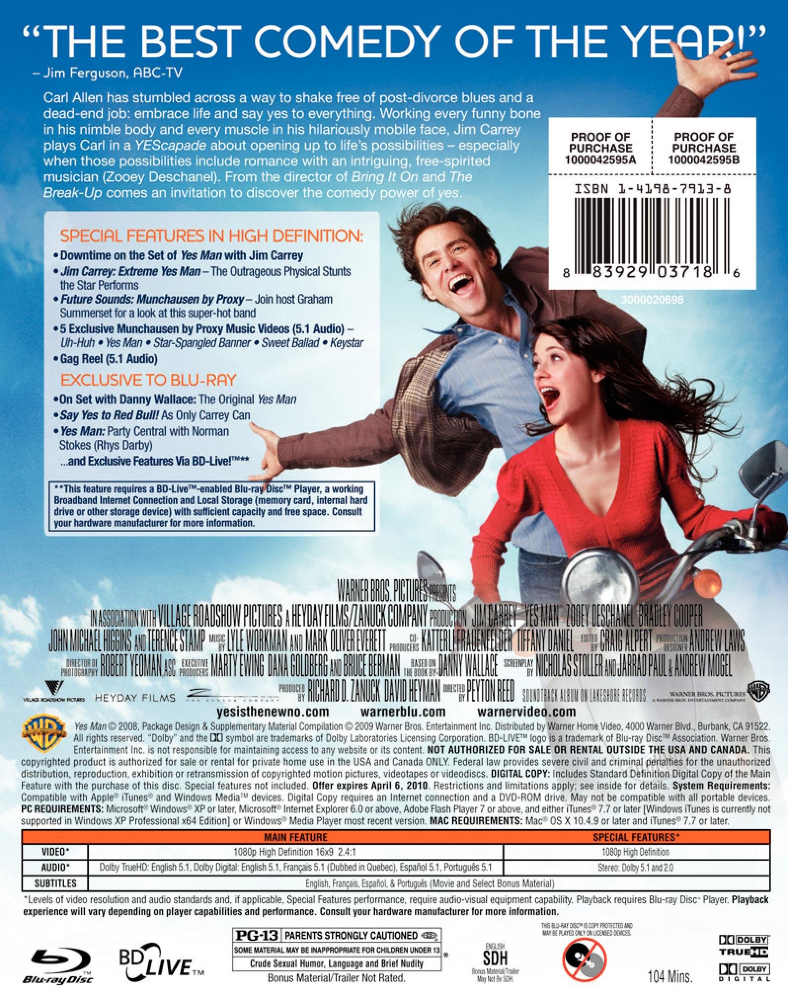 Yes Man [Blu-ray] - Jim Carrey Comedy Movie - Perfect for Movie Nights, Gifts & Home Entertainment Collections