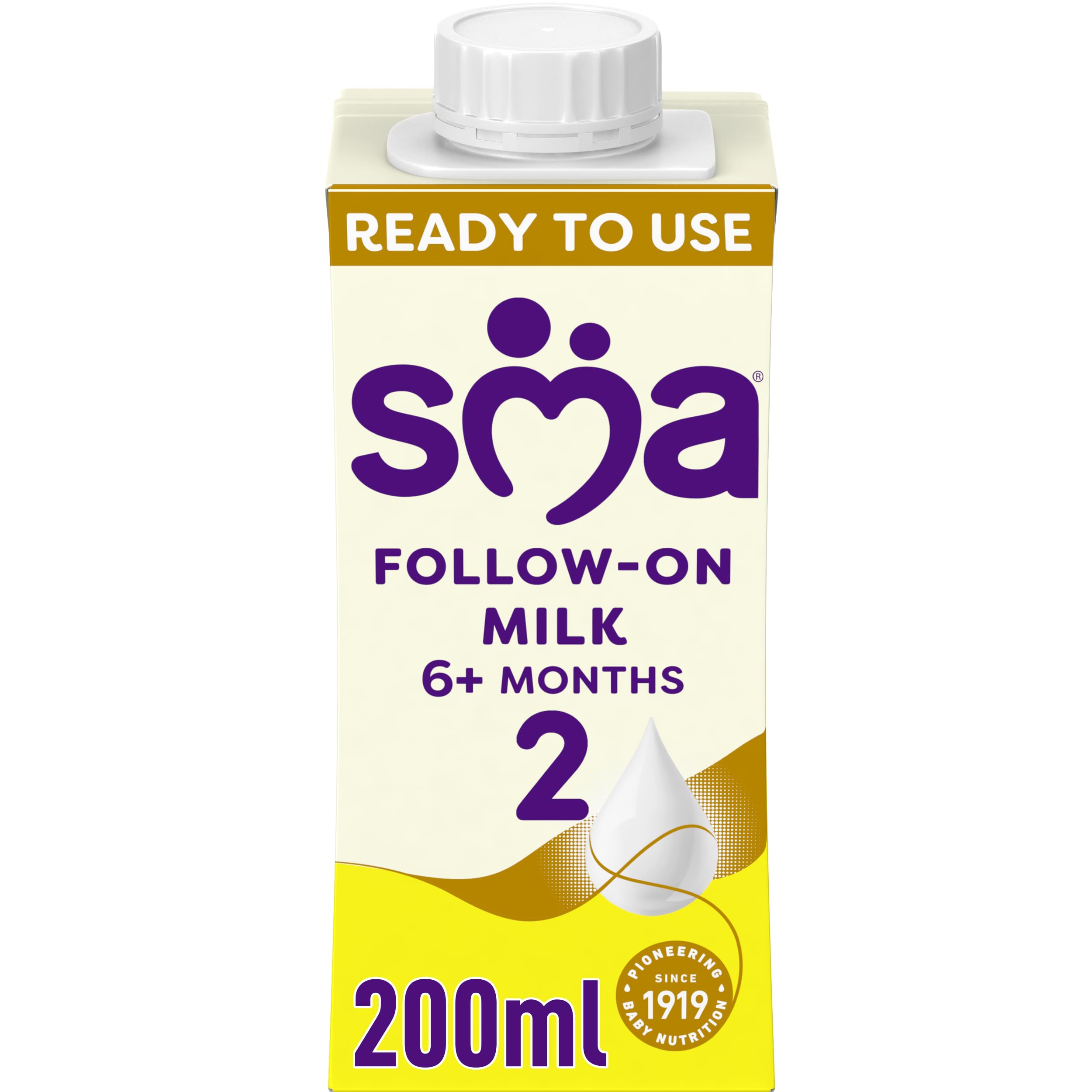 SMA PRO Follow On Baby Milk Formula - Ready to Drink for Infants 6 Months and Up - 200ml (Pack of 12) - Perfect for On-the-Go Feeding, Travel & Daycare Nutrition