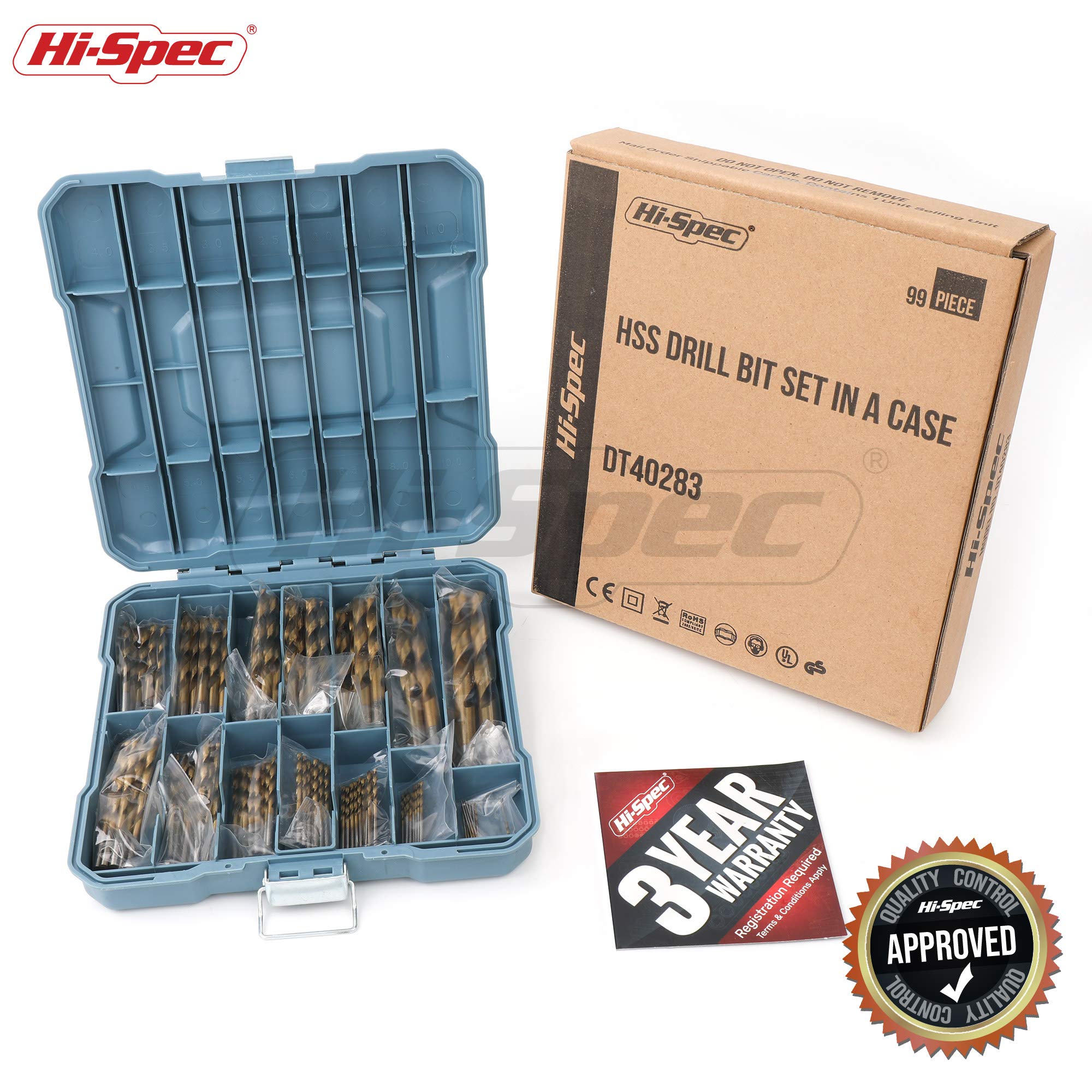 Hi-Spec 99-Piece SAE HSS Steel Drill Bit Set (1/16