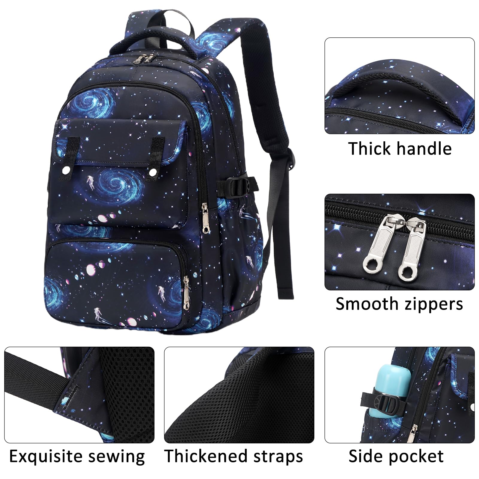 Galaxy Backpack for Boys - Durable School Backpack with Lunch Box & Pencil Case | Elementary Bookbag for Kids | Perfect for School, Travel & Outdoor Adventures