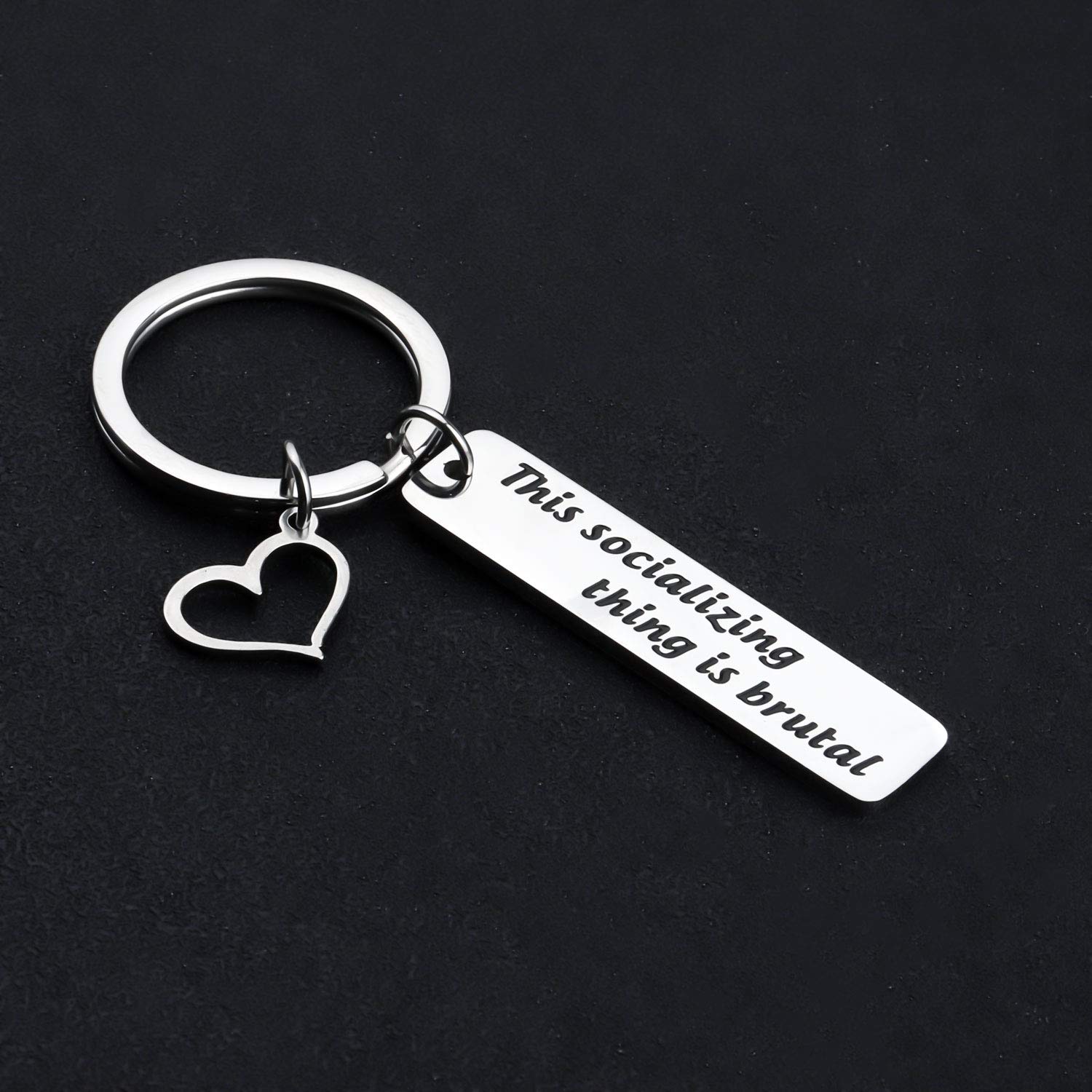 Inspired Angel Quote Keychain - 'This Socializing Thing Is Brutal' - Perfect Gift for Jewelry Fans & Social Butterflies | Great for Parties, Gifts & Everyday Carry