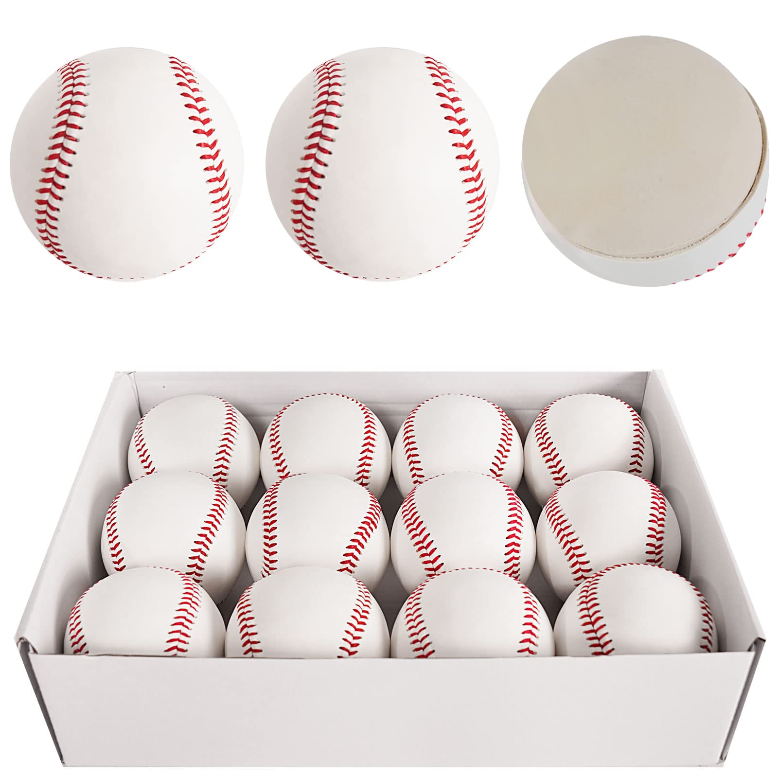 GKK 12 Pack Youth Baseball Training Balls - 9 Inch Unmarked Practice Baseballs for Pitching, Throwing & Autographs (One Dozen) - Perfect for Kids Baseball Practice, Backyard Games & Team Training