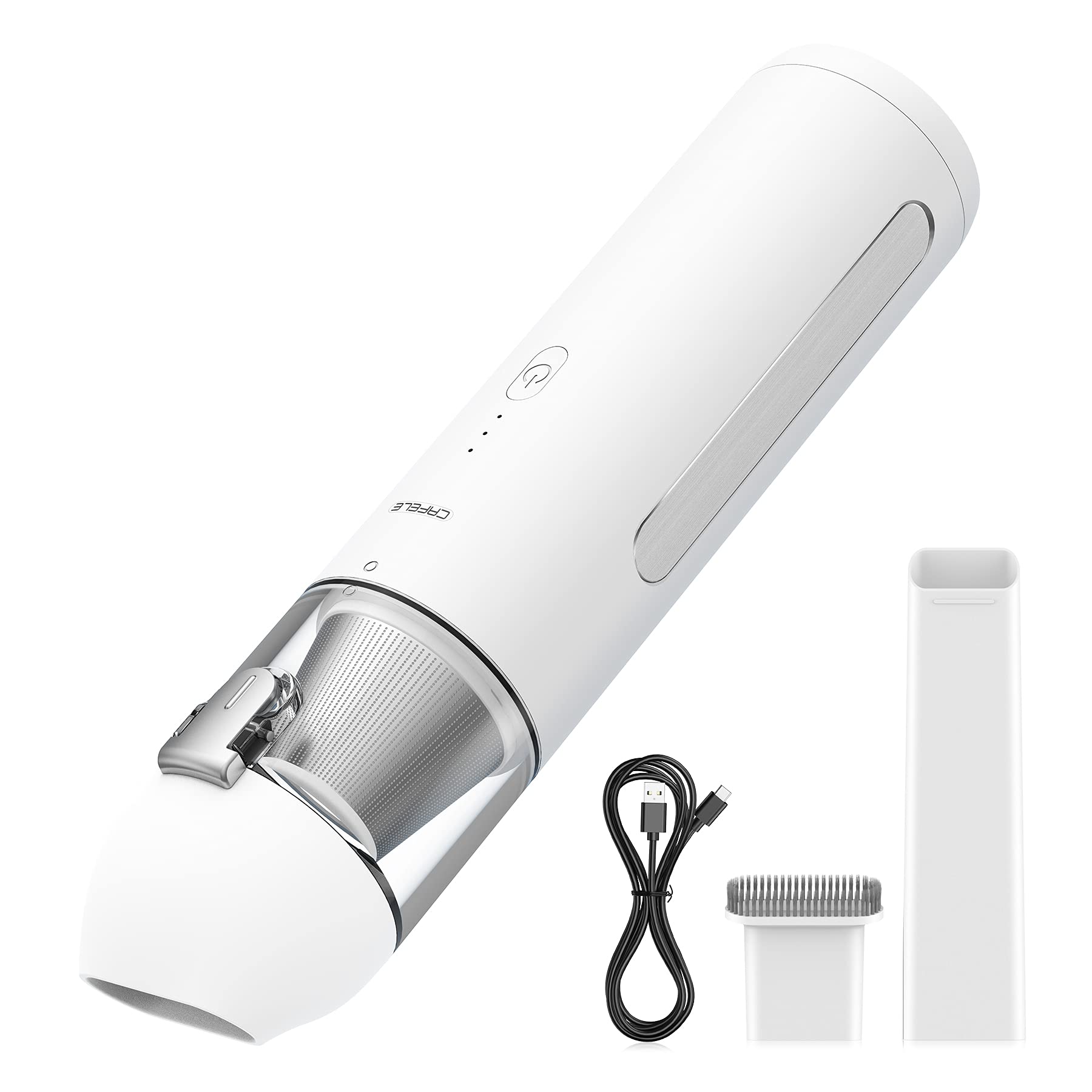 CAFELE Mini Cordless Handheld Vacuum Cleaner - 6000Pa Strong Suction, 1 LB Lightweight, Rechargeable with 45Mins Runtime, LED Light - Perfect for Home, Car, Office, Dorm & Pet Hair Cleaning
