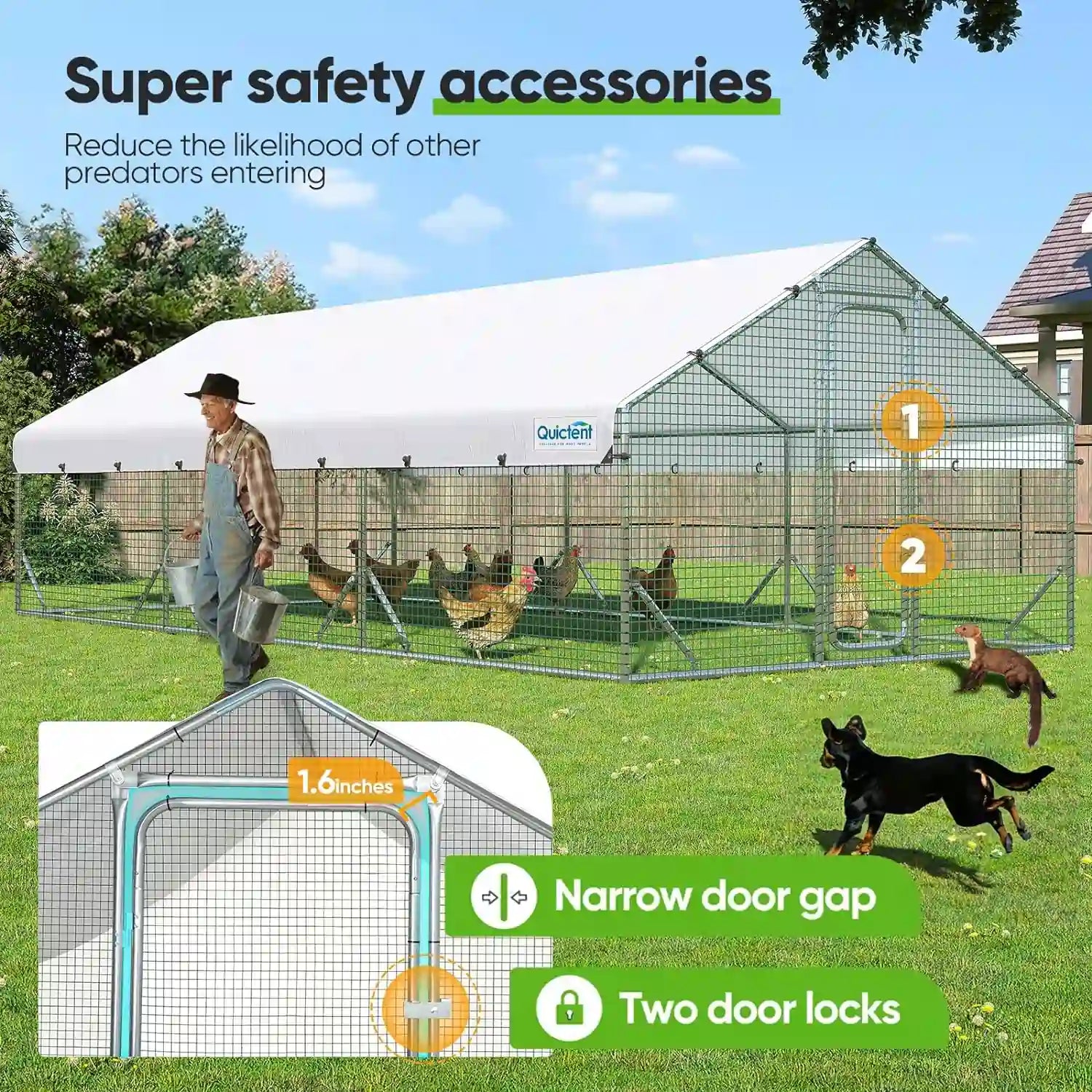 Large Metal Chicken Coop Run - Durable Outdoor Poultry Pen for Hens & Roosters - Perfect for Backyard Farming & Free Range Chicken Keeping
