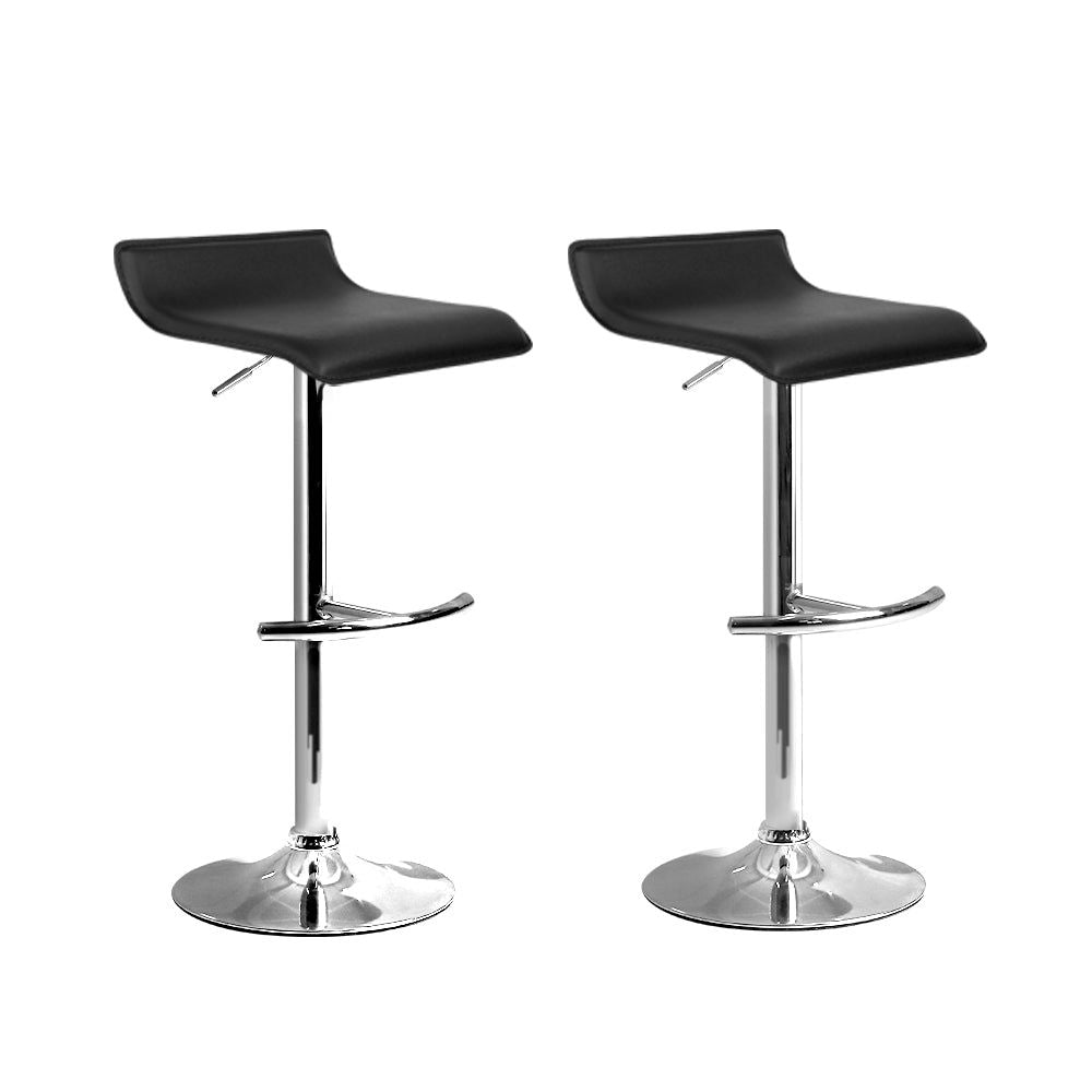Adjustable Height Bar Stools with Gas Lift Mechanism - Set of 2 Black Counter Stools for Kitchen Island, Breakfast Bar & Home Decor