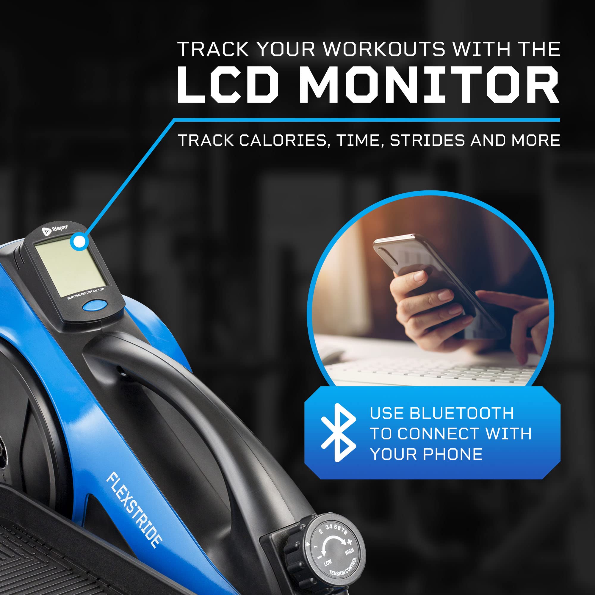 Lifepro Portable Under Desk Elliptical Machine - Motorized Mini Pedal Exerciser for Home & Office Workouts, Leg Toning & Energy Boost - Compact Foot & Leg Exerciser with Fitness App - Perfect for Sedentary Workers & Home Gym