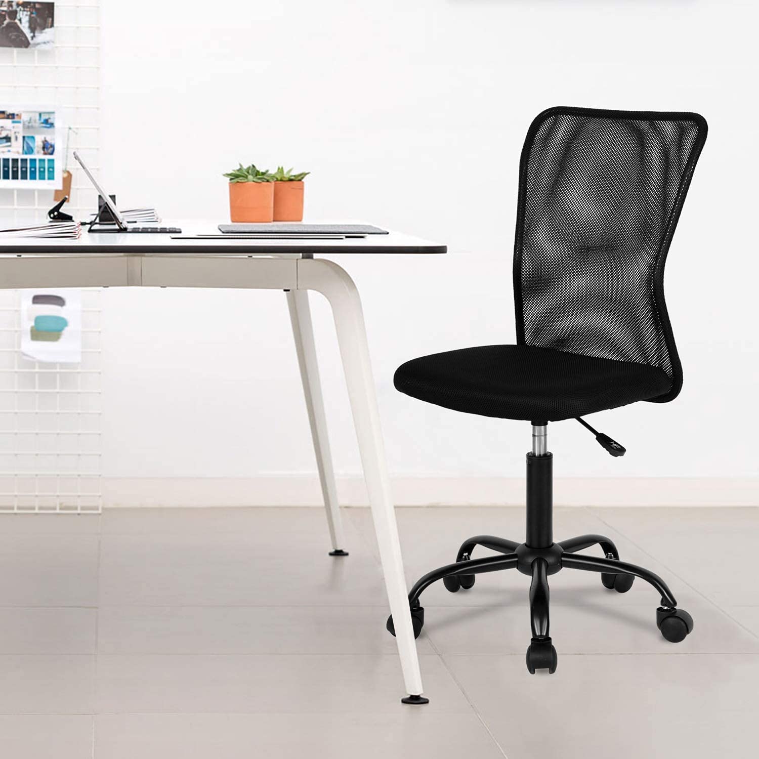 Ergonomic Mid Back Mesh Office Chair - Adjustable Rolling Desk Chair with Lumbar Support for Home & Office Use - Comfortable Computer Chair for Women & Men (Black)
