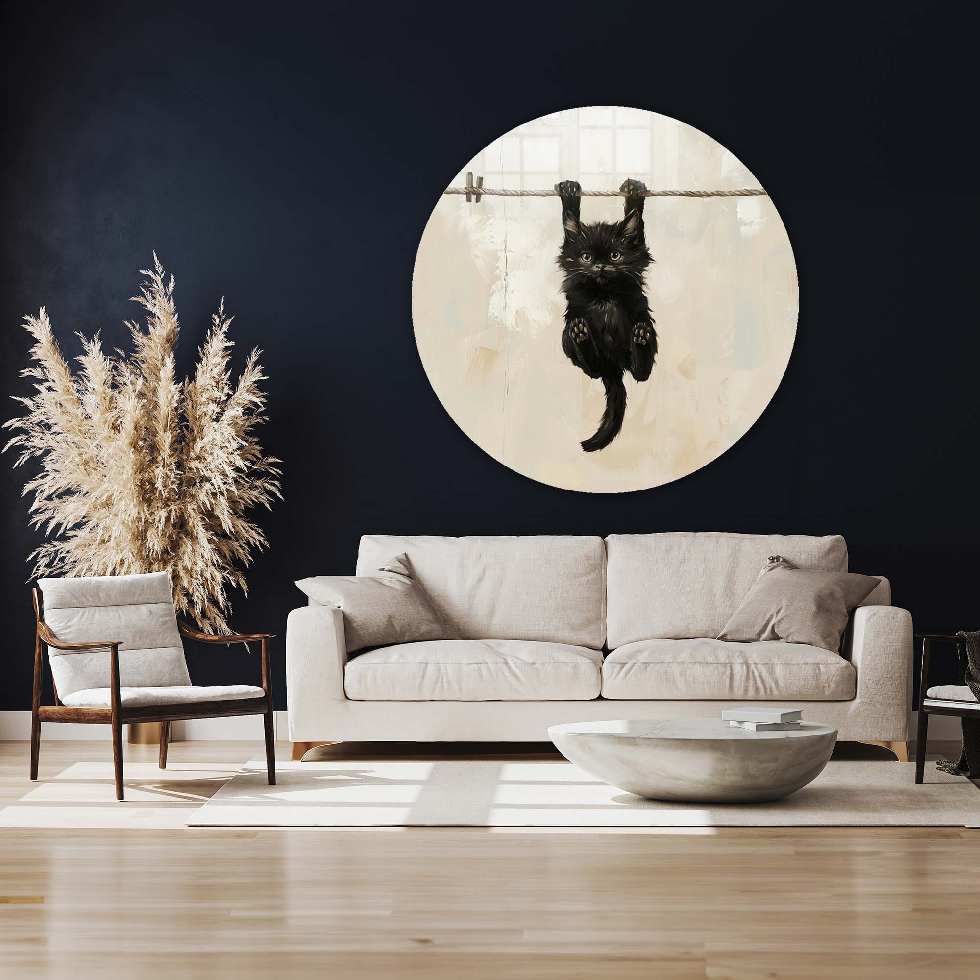 Pawsome Grip II Rounded Glass Wall Art - Modern Home Decor for Living Room, Bedroom & Office - Shatter-Resistant Glass Wall Hangings for Pet Lovers